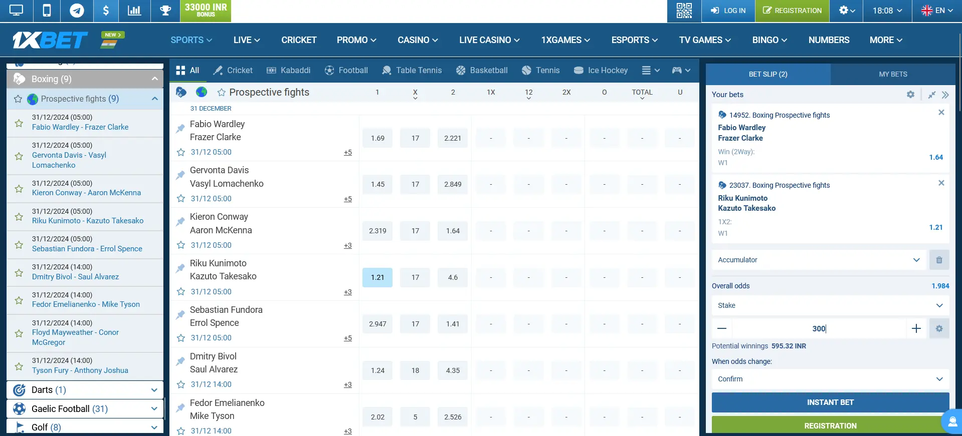 Boxing betting