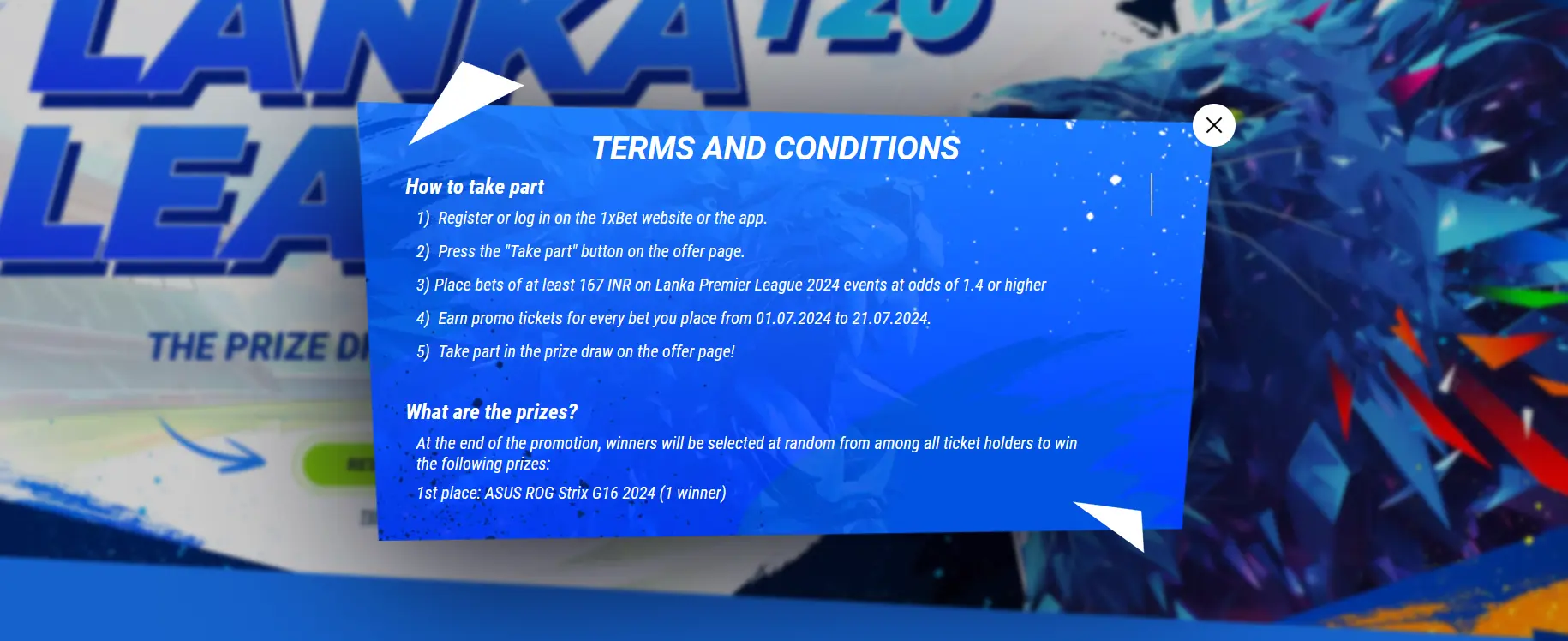 Detailed rules for T20 Prize Rush