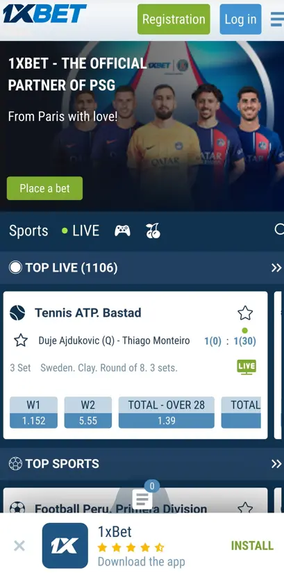 Functionality of the mobile application 1xBet Functionality of the mobile application 1xBet