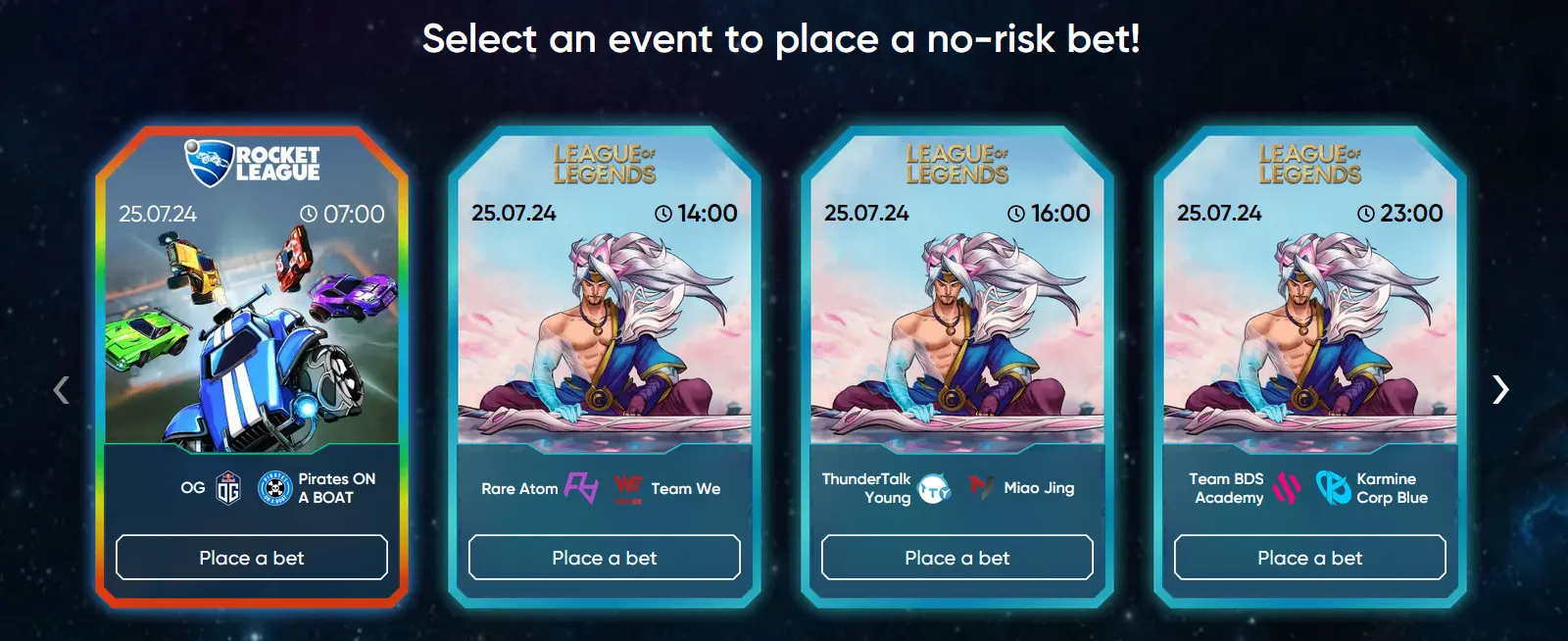 Risk-free betting events