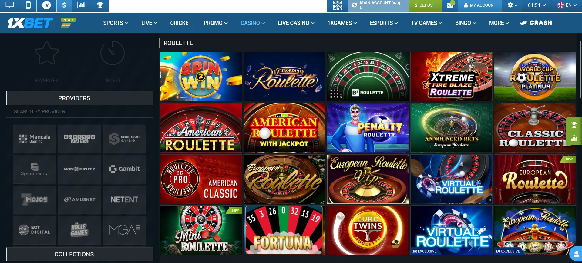 Roulette at 1xBet