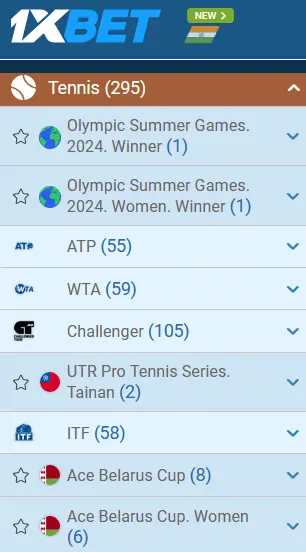 Tennis tournaments available for betting