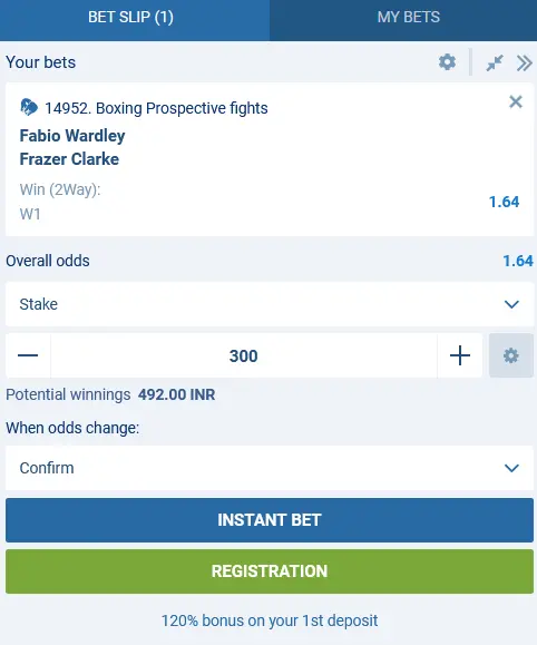 Types of boxing bets available at 1xBet